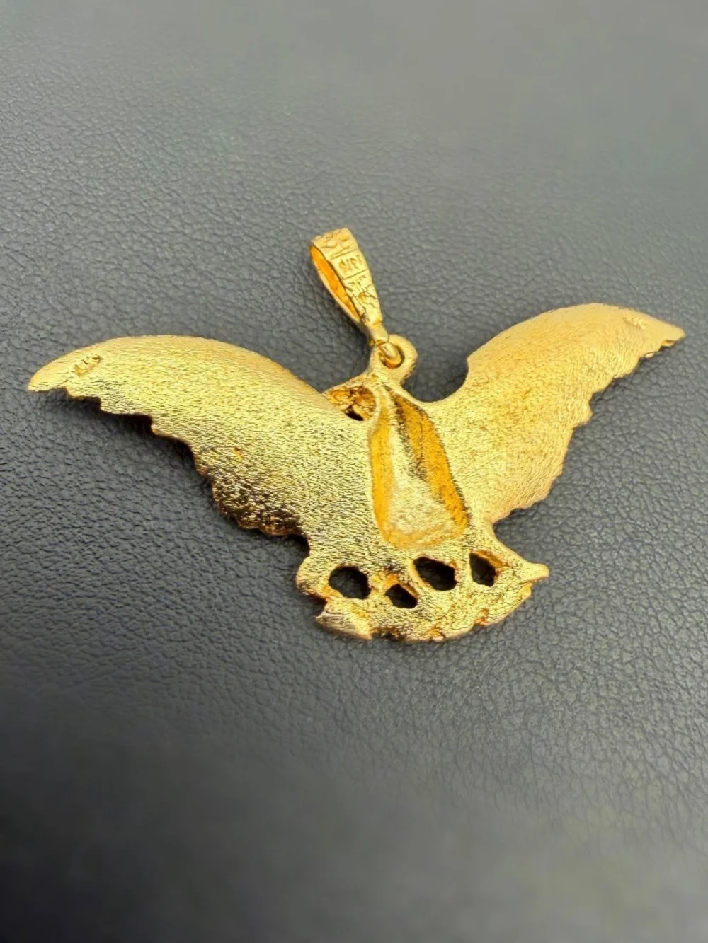 14k Yellow Gold Flying American Eagle Bird Diamond Cut Charm Pendant Handmade